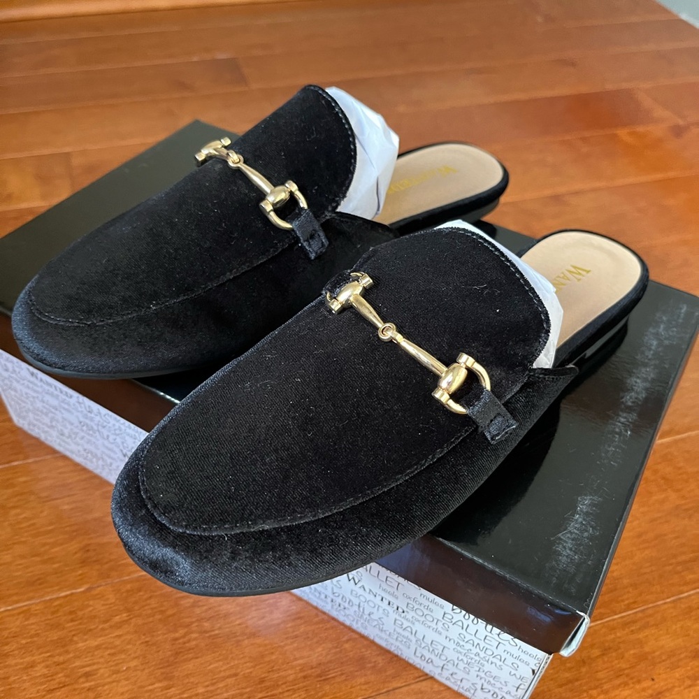 NWT Slip On Wanted Frankie Women's Black Mule Flats Loafers All Sizes - Picture 5 of 11